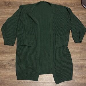 women’s green long cardigan